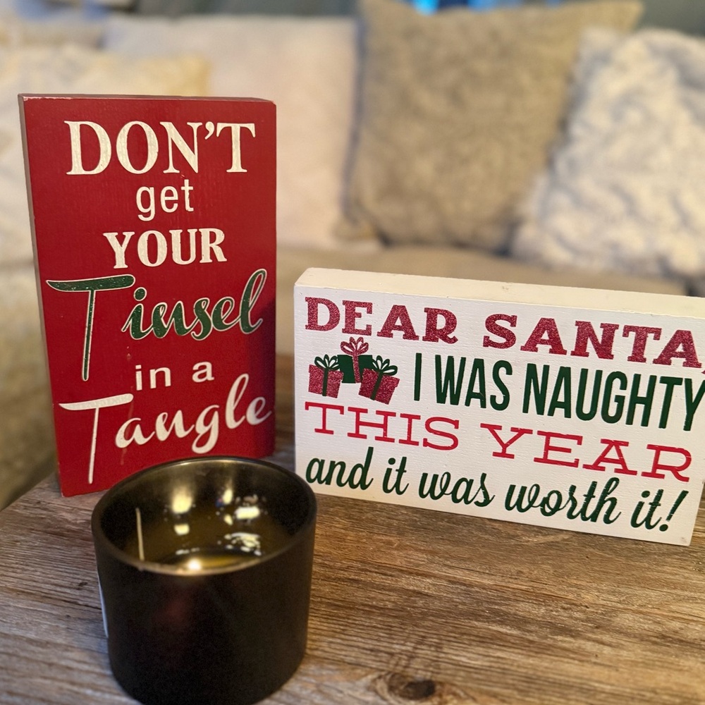 Rustic Holiday Wooden Decor - Red and White